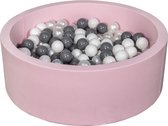 Ballenbad rond - roze - 90x30 cm - met 200 wit, parelmoer en grijze ballen