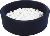 Ballenbad rond - navy - 90x30 cm - met 150 witte ballen