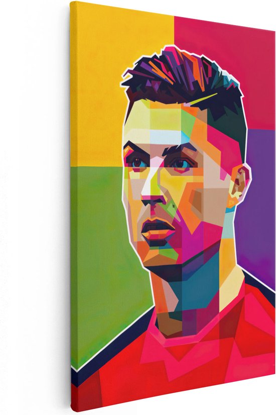 Artaza Canvas Schilderij Voetbalspeler Cristiano Ronaldo in Abstracte Kleuren - 40x60 - Poster Foto op Canvas - Canvas Print