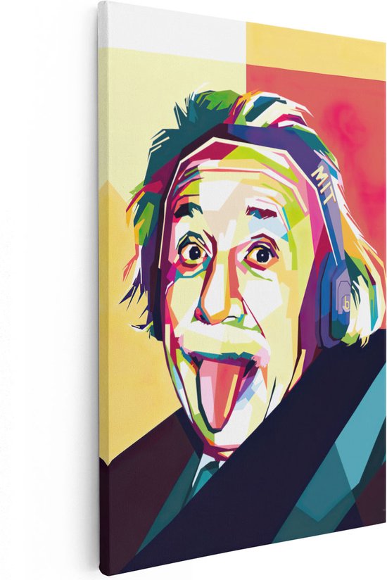 Artaza Canvas Schilderij Albert Einstein in Abstracte Kleuren - 20x30 - Klein - Foto Op Canvas - Canvas Print