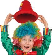 Clown verkleed set voor kinderen pruik met hoedje rood - Carnaval clowns verkleedkleding en accessoires