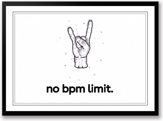 No bpm limit zwart wit poster | muziek poster zonder lijst | Liggend 30 x 21 cm