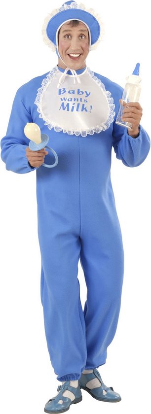 Widmann - Grote Baby Kostuum - Baby Jongen Big Baby Kostuum Man - Blauw - Small - Carnavalskleding - Verkleedkleding