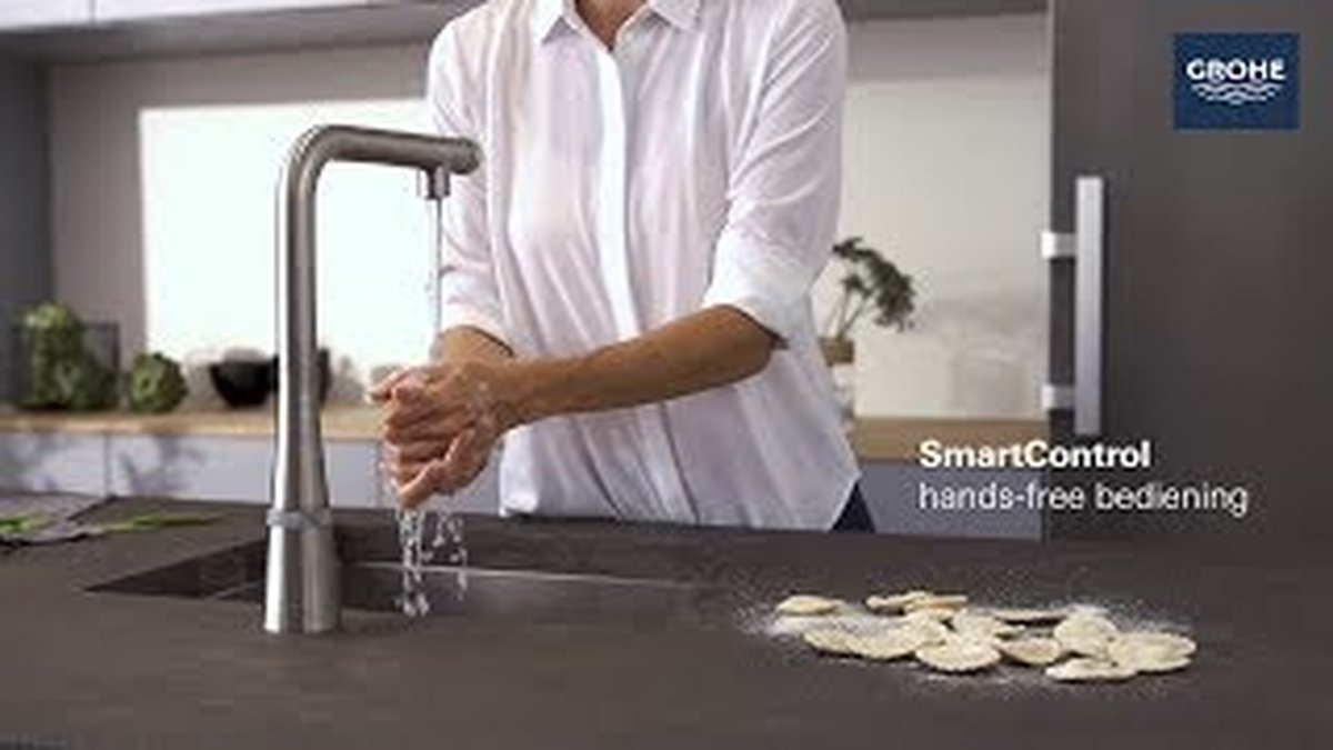 Grohe Essence SmartControl - Mitigeur d'évier avec douchette extractible,  SmartControl, supersteel 31615DC0