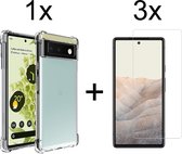 Google Pixel 6 hoesje shock proof case transparant - 3x Google Pixel 6 Screen Protector