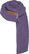 Knit Factory Luna Gebreide Sjaal Dames - Colsjaal - Omslagdoek - Violet - 200x50 cm - Inclusief sierspeld