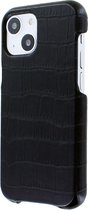 iPhone 13 Mini Backcase hoesje - Graffi - Croco Zwart (Croco) - Leer