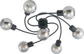 Lindby - LED plafondlamp - 7 lichts - glas, ijzer - H: 18 cm - E14 - , smoke - Inclusief lichtbronnen