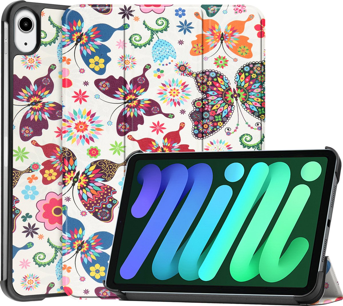 iPad Mini 6 Hoesje Book Case iPad Mini 6 Hoes Hard Cover Vlinders