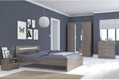 PARISOT Complete slaapkamer voor volwassenen - Eigentijds - Walnoot zilver - B 140 x L 190 cm - YSA
