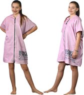 HOMELEVEL badstof strandjurk voor meisjes - Badponcho voor kinderen - Met capuchon en ritssluiting - Strandponcho van zachte, absorberende stof