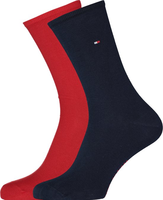 Chaussettes femme Tommy Hilfiger Casual (2-pack) - coton uni - Tommy rouge et bleu - Taille: 35-38