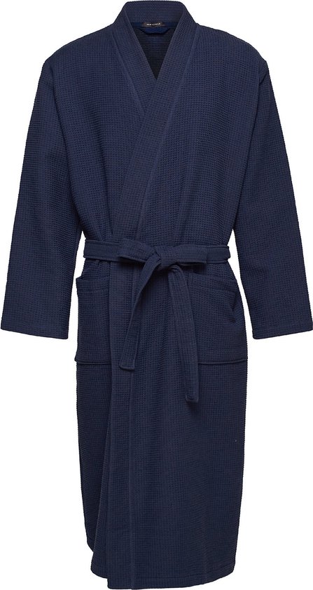 Schiesser heren badjas - donkerblauw (pique)