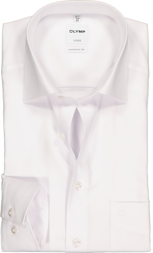 OLYMP Luxor comfort fit overhemd - wit twill - Strijkvrij - Boordmaat: