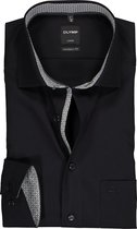 OLYMP Luxor modern fit overhemd - zwart (contrast) - Strijkvrij - Boordmaat: 39