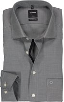 OLYMP Luxor modern fit overhemd - mouwlengte 7 - zwart met wit mini dessin (contrast) - Strijkvrij - Boordmaat: 41