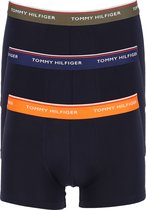 Tommy Hilfiger trunks (3-pack) heren boxers normale lengte - blauw met gekleurde tailleband -  Maat: L