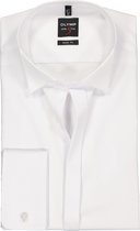 OLYMP Level 5 body fit overhemd - smoking overhemd - wit - gladde stof met wing kraag - Strijkvriendelijk - Boordmaat: 38