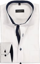 ETERNA comfort fit overhemd - fijn Oxford heren overhemd - wit (blauw gestipt contrast) - Strijkvrij - Boordmaat: 40