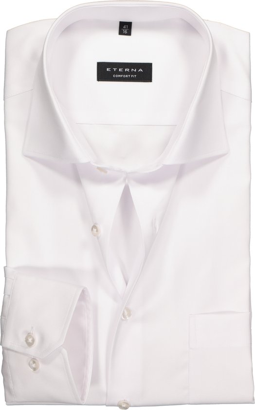 ETERNA Comfort Fit overhemd - Mouwlengte 7 - wit niet doorschijnend twill - Strijkvrij - Boordmaat: