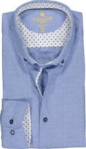 Redmond modern fit overhemd - dobby structuur - blauw met wit mini dessin (contrast) - Strijkvriendelijk - Boordmaat: 39/40