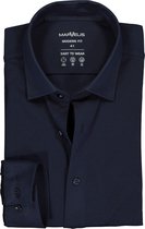 MARVELIS jersey modern fit overhemd - donkerblauw tricot - Strijkvriendelijk - Boordmaat: 44
