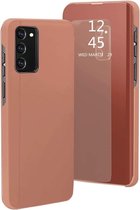LuxeBass Hoesje geschikt voor Samsung Galaxy A51 Hoesje - Clear View Case - Rose Goud