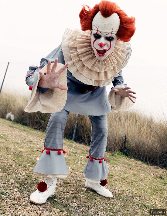 FUNIDELIA Pennywise Suit - IT: Chapter 2 for Men Pennywise - Taille: S - Grijs / Argent