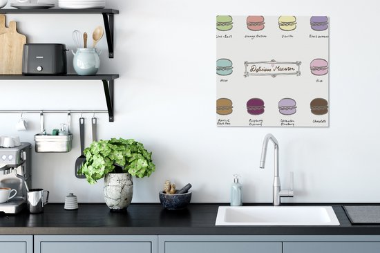 Tableau toile Macaron - Couleurs - Illustration - 50x50 cm - Décoration murale