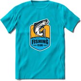 Fishing - Vissen T-Shirt | Grappig Verjaardag Vis Hobby Cadeau Shirt | Dames - Heren - Unisex | Tshirt Hengelsport Kleding Kado - Blauw - L