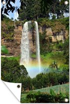 Muurdecoratie Waterval - Planten - Regenboog - 120x180 cm - Tuinposter - Tuindoek - Buitenposter