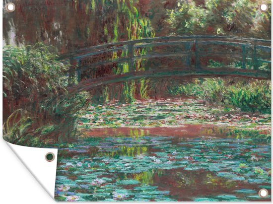 Tuinschilderij Water lily pond - schilderij van Claude Monet - 80x60 cm - Tuinposter - Tuindoek - Buitenposter