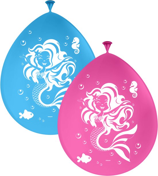 Ballonnen - Zeemeermin - Mermaid - roze / blauw - 8 stuks - 30 cm