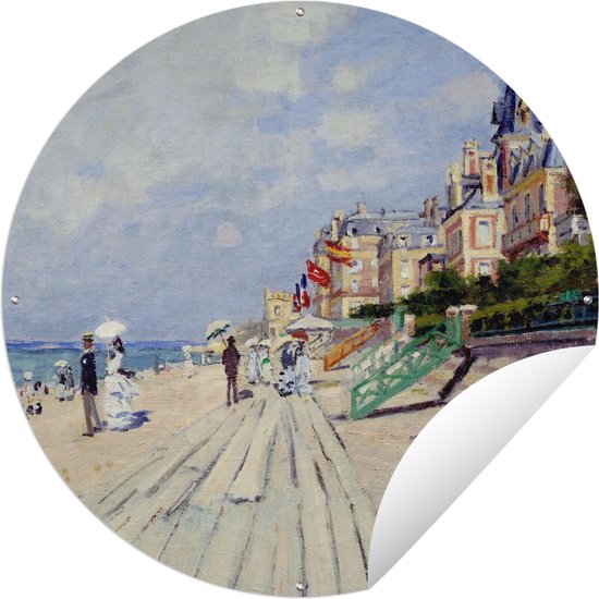 Tuincirkel The boardwalk at Trouville - Schilderij van Claude Monet - 90x90 cm - Ronde Tuinposter - Buiten