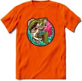 Vissen T-Shirt | Beige | Grappig Verjaardag Vis Hobby Cadeau Shirt | Dames - Heren - Unisex | Tshirt Hengelsport Kleding Kado - Oranje - XL