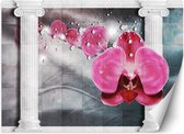 Trend24 - Behang - Roze Orchidee Bloem - Vliesbehang - Fotobehang 3D - Behang Woonkamer - 300x210 cm - Incl. behanglijm
