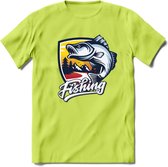 Fishing - Vissen T-Shirt | Grappig Verjaardag Vis Hobby Cadeau Shirt | Dames - Heren - Unisex | Tshirt Hengelsport Kleding Kado - Groen - XL