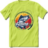 Fishing - Vissen T-Shirt | Grappig Verjaardag Vis Hobby Cadeau Shirt | Dames - Heren - Unisex | Tshirt Hengelsport Kleding Kado - Groen - M