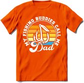 Fishing Dad - Vissen T-Shirt | Grappig Verjaardag Vis Hobby Cadeau Shirt | Dames - Heren - Unisex | Tshirt Hengelsport Kleding Kado - Oranje - XL