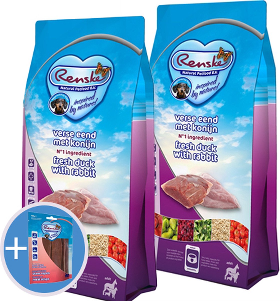 Renske super premium adult eend / konijn hondenvoer 2 x 12 kg