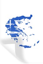 Muurstickers - Sticker Folie - Griekenland - Landkaart - Vlag - 20x30 cm - Plakfolie - Muurstickers Kinderkamer - Zelfklevend Behang - Zelfklevend behangpapier - Stickerfolie
