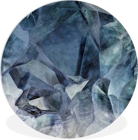 WallCircle - Wandcirkel ⌀ 140 - Binnenkant van een blauw kristal uit e natuur - Ronde schilderijen woonkamer - Wandbord rond - Muurdecoratie cirkel - Kamer decoratie binnen - Wanddecoratie muurcirkel - Woonaccessoires