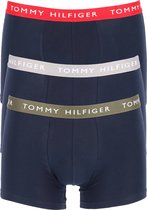 Tommy Hilfiger trunks (3-pack) heren boxers normale lengte - blauw met gekleurde tailleband -  Maat: M