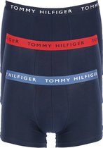 Tommy Hilfiger trunks (3-pack) - heren boxers normale lengte - blauw met gekleurde tailleband -  Maat: M