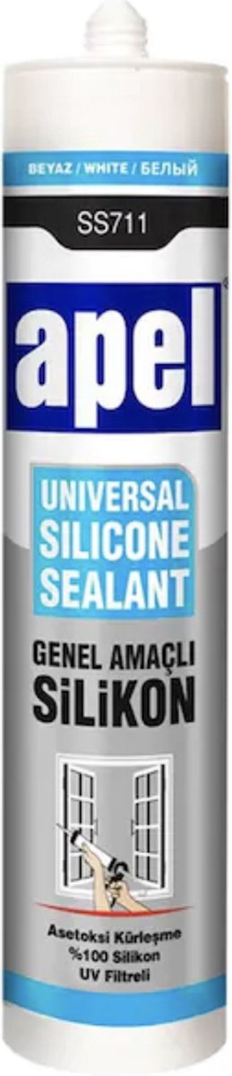 Apel Universele Siliconenkit Koker | Kleur-Wit |250 ml/280 gr | Glas Installatie | Tegel | Sanitair | Raam