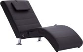 Furnibella – Massage Chaise Longue met Kussen Kunstleer Bruin Ligbed Ligstoel Stoel