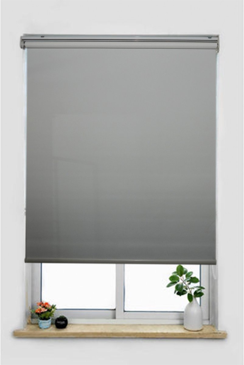 Duhtz Rolgordijn Gedeeltelijk Verduisterd Grijs 160x210 cm voor slaapkamer - badkamer - woonkamer - kantoor