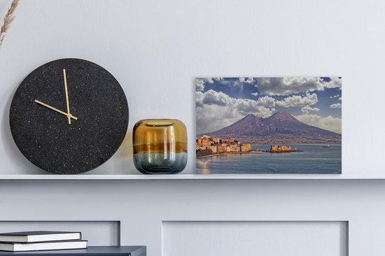 Tableau sur toile Le Vésuve en Italie vu de l'eau - 30x20 cm - Décoration murale