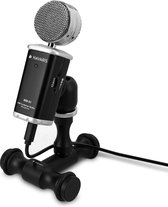 Navaris MM-01 Retro USB Condensator Microfoon - 16mm Capsule - 30Hz-18kHz - Cardioide Patroon - Plug and Play - PC Opnamemicrofoon met Stand Zwart