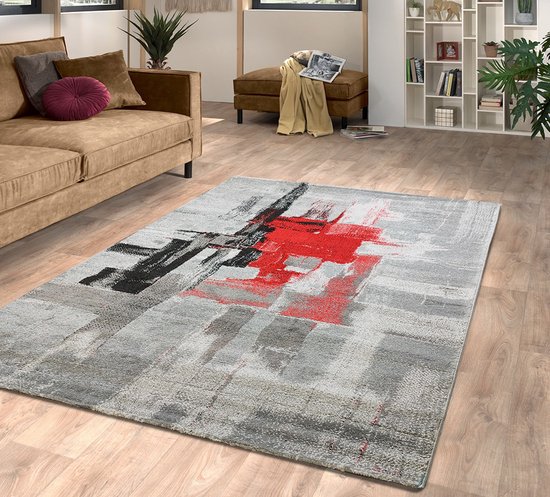 Flycarpets Lima Vloerkleed Rood - Polypropyleen - Voor binnen - Rechthoek - Modern - Woonkamer - 120x170 cm